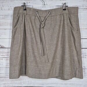 Eileen Fisher Brown Cotton Drawstring Waist Pocket Skirt Medium RN78121